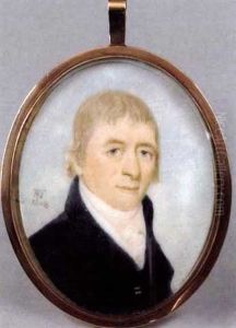 Portrait Of Moses Savery In A Dark Blue Coat And White Waistcoat by Robert Field