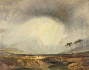 Highland Landscape With Cattle And Horse by Copley Fielding
