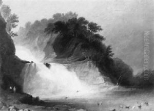 Figures By A Waterfall