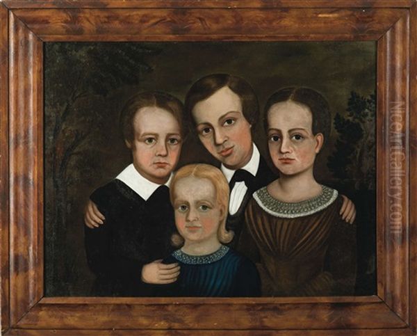 Portrait Of Four Children Descended In The Lyndes Family Of Brookfield, Vermont - view 1