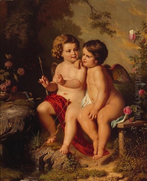 Putti In A Garden - view 1
