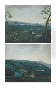 An Extensive Evening View Of Field House, Sowerby, Near Halifax, Yorkshire, And The Surrounding Lands, Viewed From The South; And An Extensive Evening View Of Rough Hey Wood, Sowerby, Near Halifax, Yorkshire, And The Surrounding Lands An Extensive Evening View Of Field House, Sowerby, Near Halifax, Yorkshire, And The Surrounding Lands, Viewed From The South; And An Extensive Evening View Of Rough Hey Wood, Sowerby, Near Halifax, Yorkshire, And The Surrounding Lands