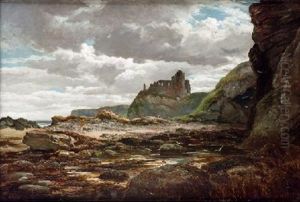 Marina Con Ruinas De Castillo by Dionisio Fierros Alvarez