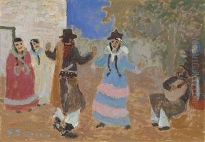 Baile Criollo El Sombrerito by Pedro Figari