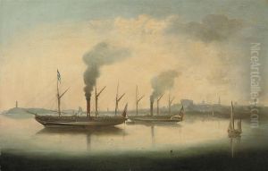 Crowded Paddlesteamers Lying At Anchor In A Harbour, Thought To Becork Crowded Paddlesteamers Lying At Anchor In A Harbour, Thought To Becork