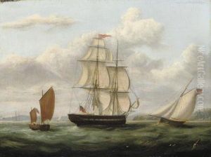 A Royal Naval Frigate And Other Shipping Off Cork by George Mounsey Wheatley Atkinson