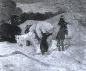 Lastentransport Auf Eseln In Winterlicher Landschaft thumbnail