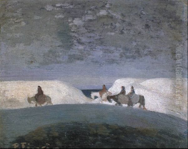 Reiter In Den Duenen Unter Hohem Sommerhimmel - view 1