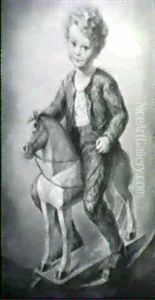 Bub Auf Schaukelpferd by Albert Figel