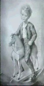 Portrat Eines Knaben Auf Dem Schaukelpferd by Albert Figel