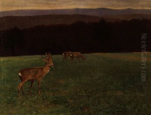 Rehe Auf Der Lichtung by Otto Fikentscher