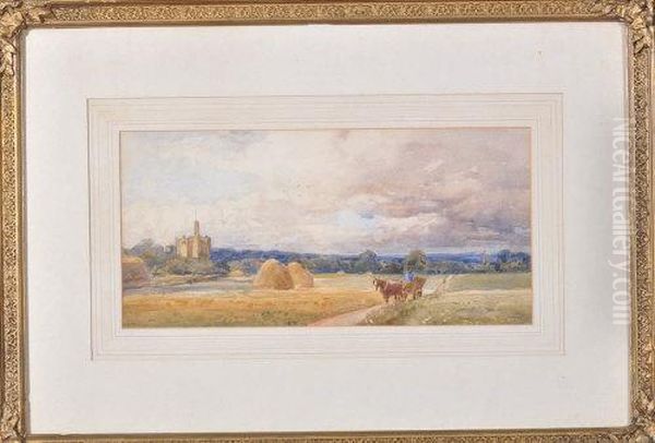 A Cart Passing A Hayfield Near Warkworth Castle - view 1
