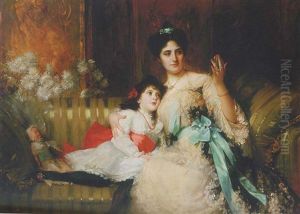 Portrait Of Mrs. James Reynolds And Her Daughter Leila by Sir Samuel Luke Fildes