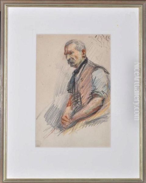 A Portrait Of A Man In Waistcoat And Rolled-up Shirt Sleeves - view 1