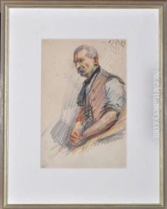 A Portrait Of A Man In Waistcoat And Rolled-up Shirt Sleeves