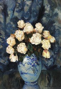 Rosenstraus In Weis-blauer Vase by Stefan Filipkiewicz