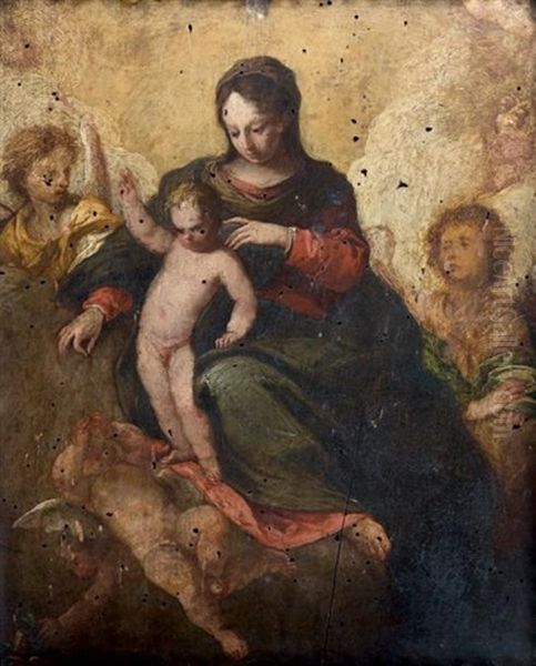 Vierge A L'enfant Entouree D'anges - view 1