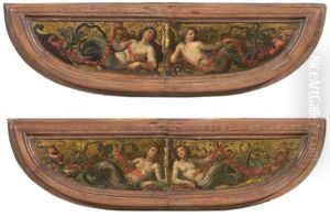Frontoni Di Spinetta Raffiguranti Ninfe Con Decorazione A Mascheroni (pair)