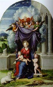 The Madonna And Child With The Infant Saint John The Baptist Revealed By God The Father And Angels