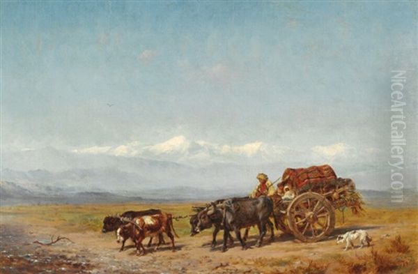 Russian Landscape From Crimea With A Traveling Family - view 1