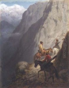 Mounted Cossacks In The Mountains by Konstantin Nikolaevich Filippov