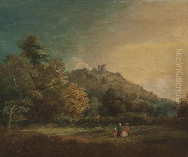 Romantische Waldlandschaft Mit Ausblick Auf Eine Burg - view 1