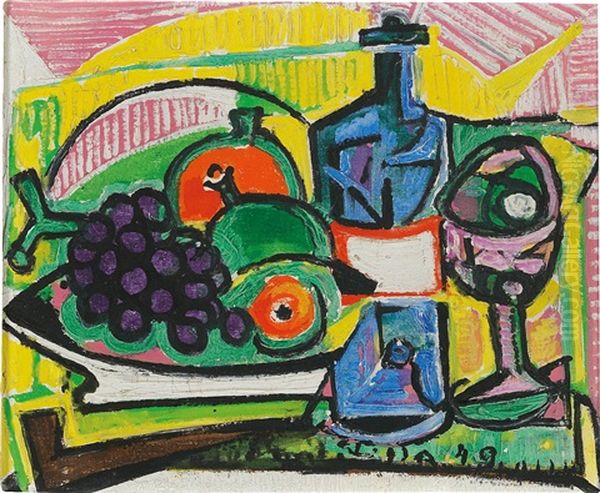 Still Life With Grapes And Bottle - view 1