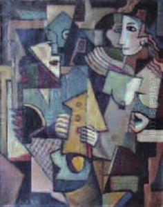Composition Cubiste : Personnages by Emil Filla