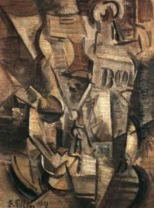 Stilleben Mit Bols-flasche by Emil Filla