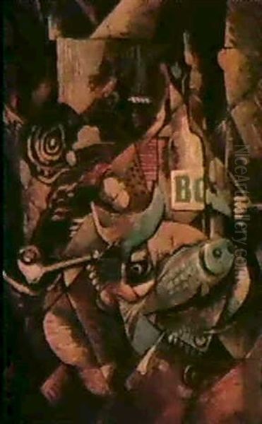 Stilleben Mit Fisch Und Flasche - view 1