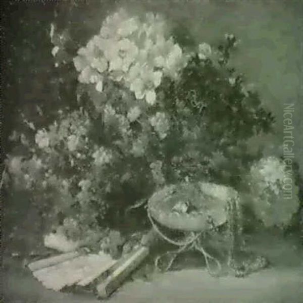 Blumenstilleben Mit Facher Und Schmuckschale - view 1