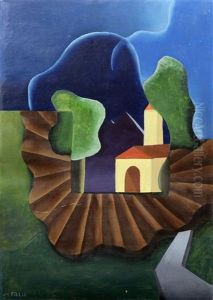 Paesaggio (con Chiesa E Alberi)