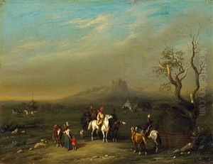 Arabisches Reitervolk Nahe Der Kuste by Noel Dieudonne Finart