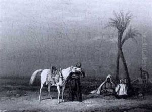 Arabs Resting In The Desert by Noel Dieudonne Finart