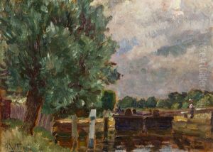 Sunbury Lock by Alfred William (Willy) Finch