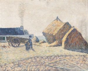 Haystacks And Farm (ca. 1886) by Alfred William (Willy) Finch