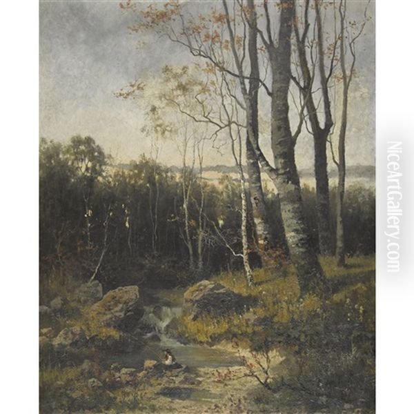 Waldbach Mit Angler - view 1