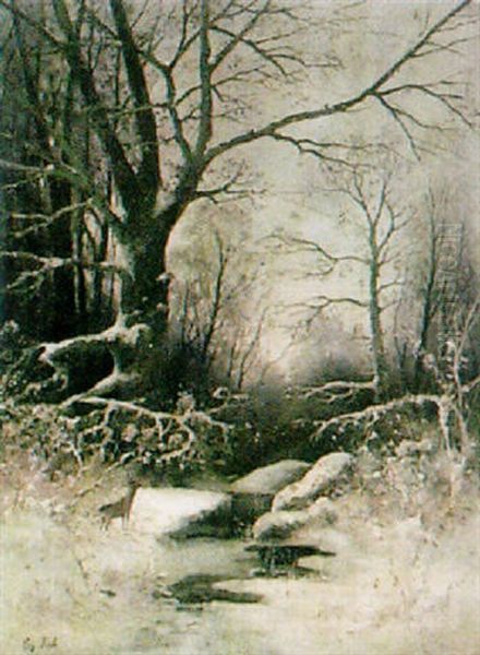 Winterlandschaft Mit Reh - view 1