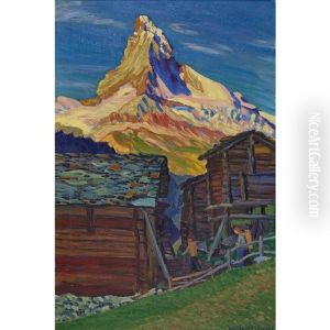 Fruhmorgen In Findelen (zermatt) Mit Matterhorn by Waldemar Theophil Fink