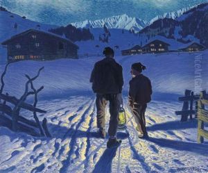 Nachtliche Heimkehr (adelboden) by Waldemar Theophil Fink