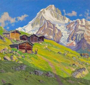 Sommernachmittag Mit Bietschhorn (lotschental) by Waldemar Theophil Fink