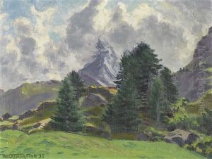 Aufziehendes Gewitter Am Matterhorn by Waldemar Theophil Fink
