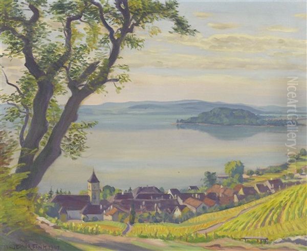 Twann An Bielersee Mit Petersinsel - view 1