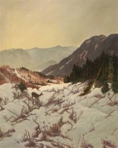 Winterlandschaft Mit Reh by Waldemar Theophil Fink