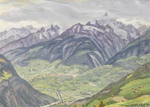 Blick Von Visperterminen Gegen Bietschhorn Und Visp Blick Von Visperterminen Gegen Bietschhorn Und Visp
