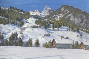 Winterliches Berggelande by Waldemar Theophil Fink