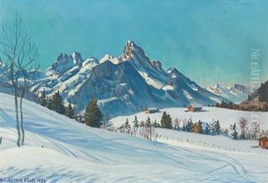 Wolkenloser Wintermorgen Bei Schonried by Waldemar Theophil Fink