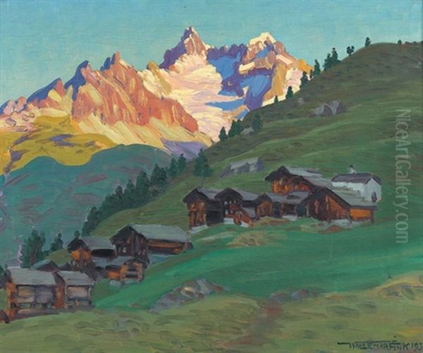 Fruhmorgen Bei Findeln Ob Zermatt Mit Gabelhornern - view 1