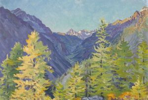 Herbstabend Im Zermattertal Mit Bietschhorn by Waldemar Theophil Fink