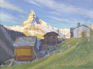Fruhmorgen In Findelen, Zermatt, Mit Matterhorn by Waldemar Theophil Fink